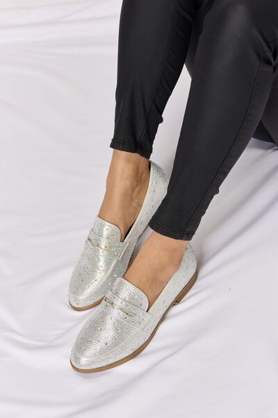 Forever Link Rhinestone Point Toe Loafers - Flyclothing LLC