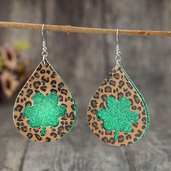 Leopard Hollowed Leather Teardrop Earrings - Flyclothing LLC