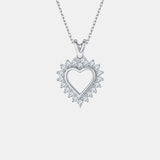 Moissanite 925 Sterling Silver Heart Pendant Necklace - Flyclothing LLC