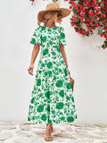 Floral Round Neck Tied Open Back Dress - Flyclothing LLC