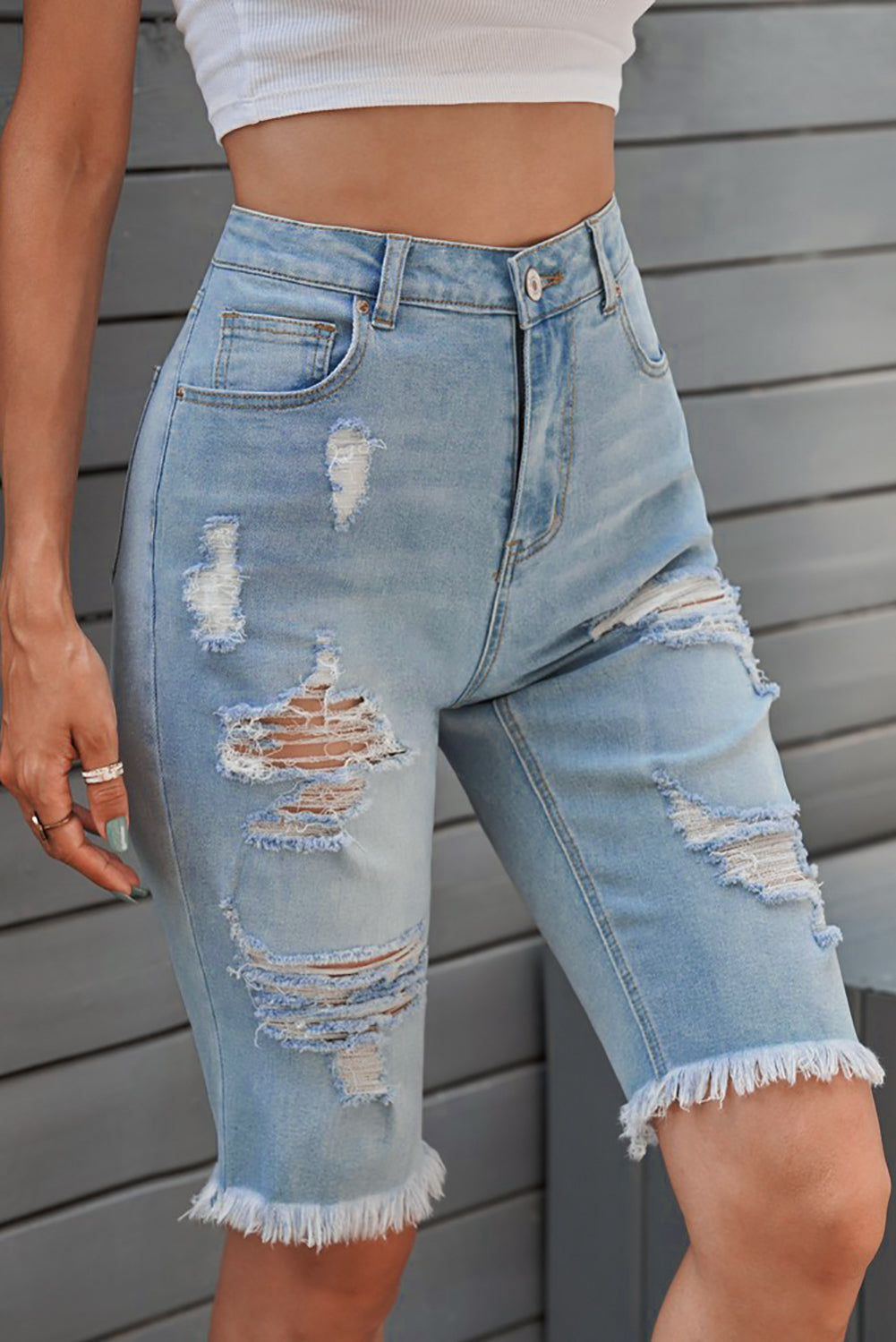 Distressed boyfriend bermuda on sale shorts