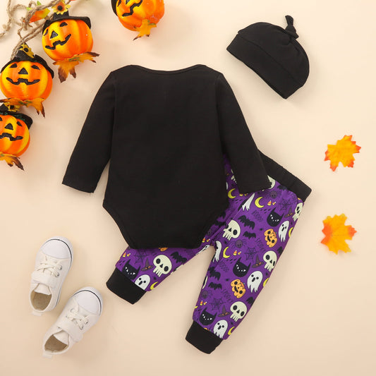 MY FIRST HALLOWEEN Graphic Round Neck Bodysuit and Printed Long Pants Set - Flyclothing LLC