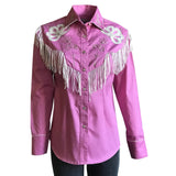 Rockmount Ranch Wear Womens Pink Fringe Embroidered Western Shirt - Flyclothing LLC