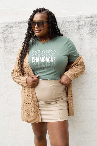 Simply Love Full Size CHAMPAGNE VIBES Round Neck T-Shirt - Flyclothing LLC