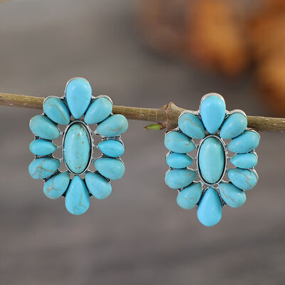 Flower Shape Artificial Turquoise Earrings - Flyclothing LLC