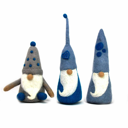 Winter Blues Felt Gnomes Trio, Set of 3 - Flyclothing LLC