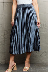 Ninexis Accordion Pleated Flowy Midi Skirt - Flyclothing LLC