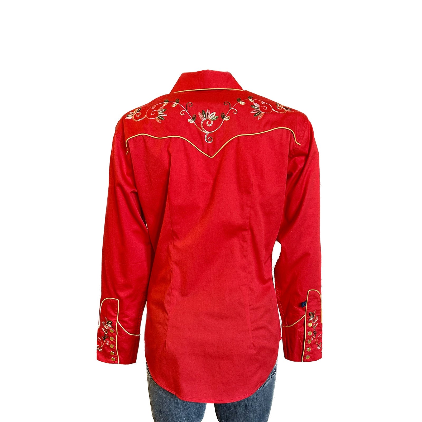 Rockmount Clothing Women's Red Vintage Variegated Floral Embroidery - Flyclothing LLC