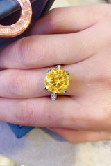 5 Carat Moissanite 925 Sterling Silver Ring in Banana Yellow - Flyclothing LLC