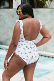 Marina West Swim Float On Ruffle Faux Wrap One-Piece in Daisy Cream - Flyclothing LLC