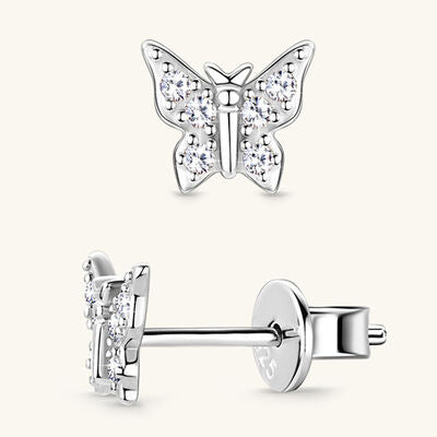 Moissanite 925 Sterling Silver Butterfly Stud Earrings - Flyclothing LLC