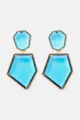 Geometrical Shape Zinc Alloy Frame Resin Dangle Earrings - Flyclothing LLC