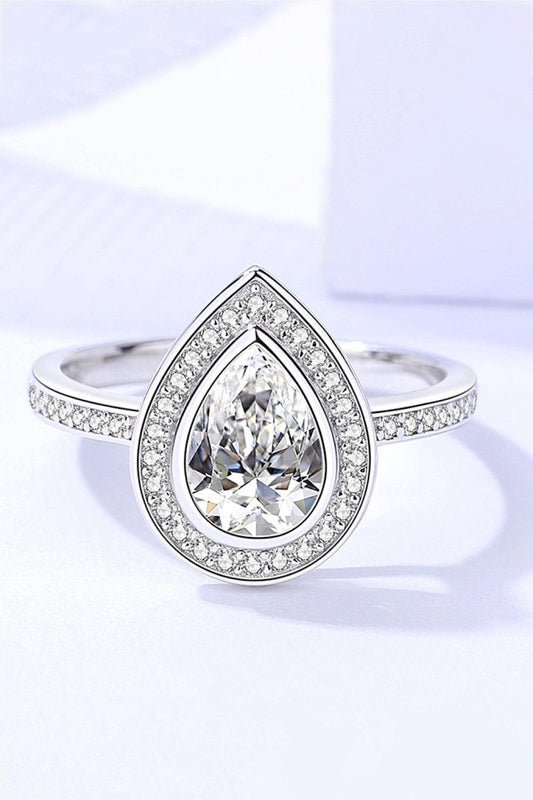 925 Sterling Silver Teardrop Moissanite Ring - Flyclothing LLC