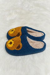 Melody Teddy Bear Print Plush Slide Slippers - Flyclothing LLC