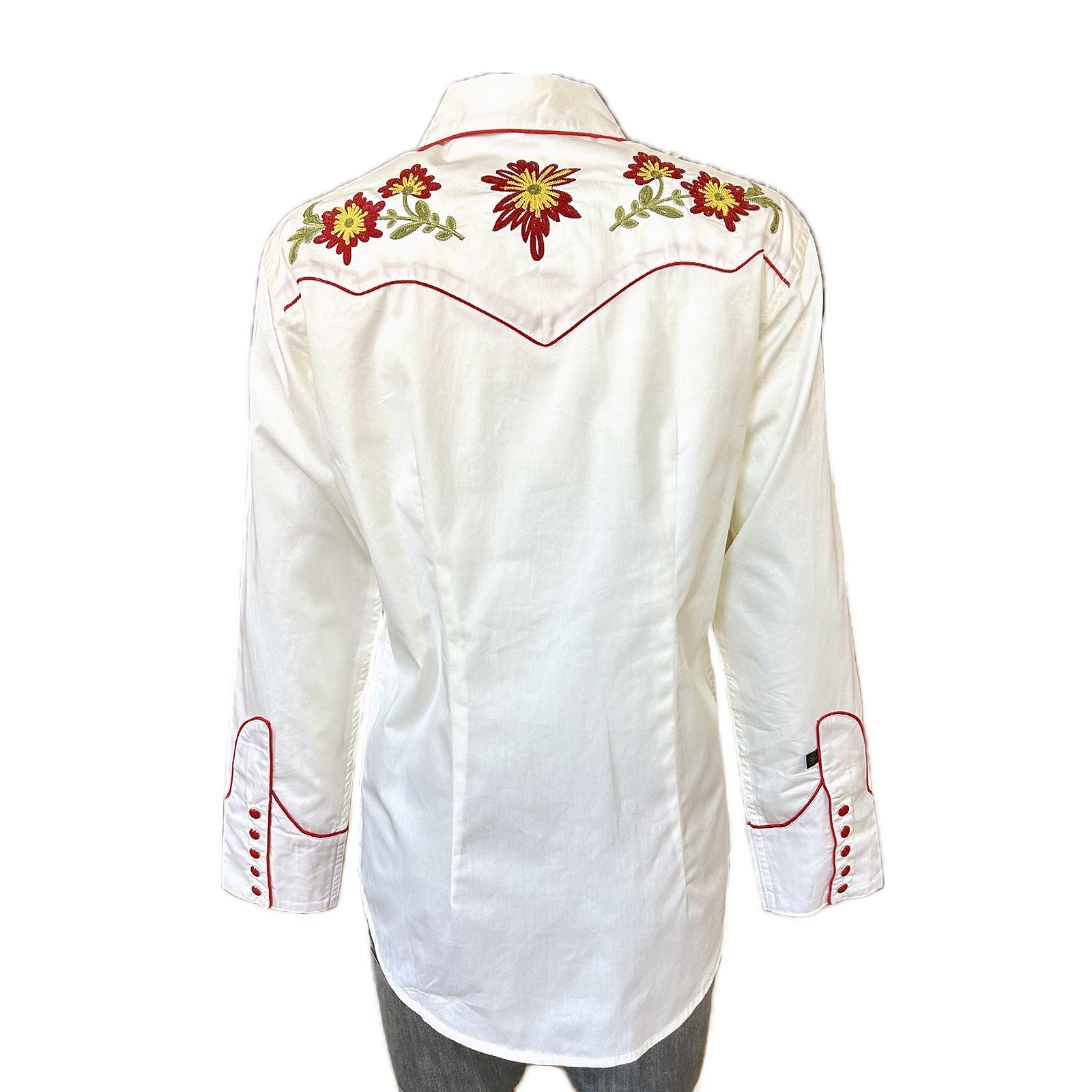 Rockmount Clothing Women's Ivory Vintage Floral Embroidered Western Shirt