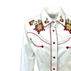 Rockmount Clothing Women's Ivory Vintage Floral Embroidered Western Shirt