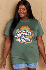 Simply Love Full Size TEACHER VIBES Graphic Cotton T-Shirt - Flyclothing LLC