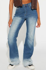 Pocketed Buttoned Straight Jeans - Flyclothing LLC