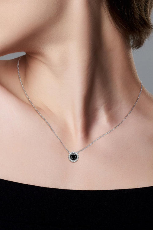 Two-Tone 1 Carat Moissanite Round Pendant Necklace - Flyclothing LLC