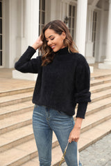 Turtle Neck Long Sleeve Pullover Sweater - Flyclothing LLC