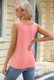 Decorative Button Round Neck Tank - Flyclothing LLC