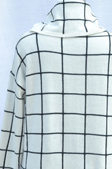 Plaid Turtleneck Drop Shoulder Sweater