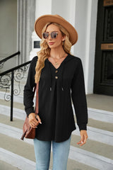 Long Sleeve Hooded Blouse - Flyclothing LLC