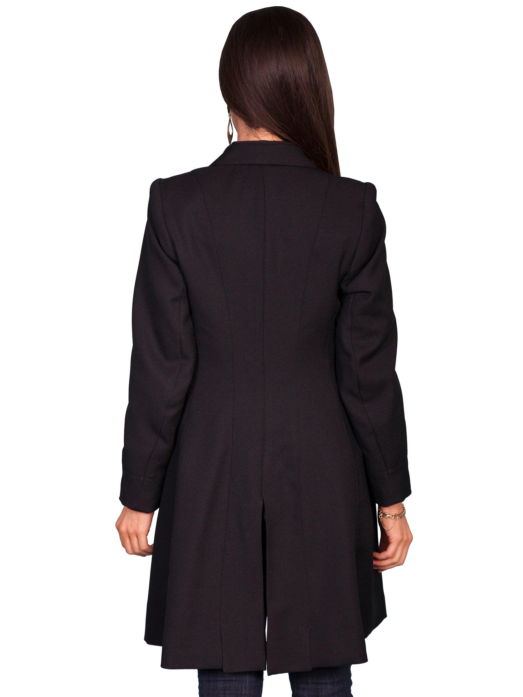 Scully BLACK WOOL CREPE FROCK COAT - Flyclothing LLC