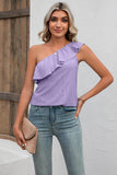 Eyelet One-Shoulder Tank - Trendsi