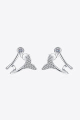 Moissanite Fishtail Rhodium-Plated Earrings - Trendsi