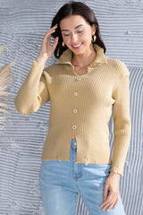 Ribbed Long Sleeve Slit Distressed Sweater - Flyclothing LLC