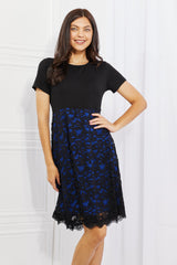 Yelete Full Size Contrasting Lace Midi Dress - Flyclothing LLC