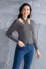 Halter Neck Long Sleeve Sweater - Flyclothing LLC