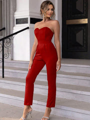 Sweetheart Neck Sleeveless Jumpsuit - Flyclothing LLC