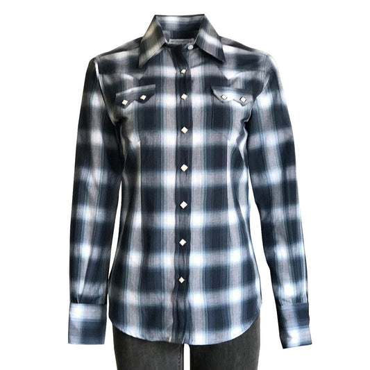 Rockmount Ranch Wear Womens Blue Shadow Plaid Sawtooth Western Shirt - Rockmount Clothing