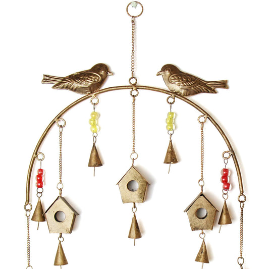 Handcrafted Bird Chime, Recycled Iron and Glass Beads - Flyclothing LLC