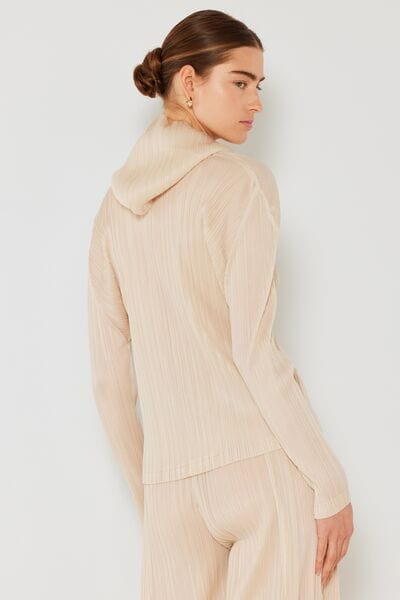 Marina West Swim Pleated Hood Jacket with 2 Way Zipper - Trendsi