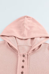 Quarter-Button Exposed Seam Dropped Shoulder Hoodie - Flyclothing LLC