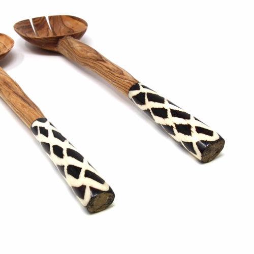 Olive Serving Set with Bone Handles 11 inch - Flyclothing LLC