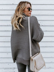 Turtleneck Dropped Shoulder Sweater - Flyclothing LLC