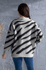 Animal Element Round Neck Dropped Shoulder Sweater - Flyclothing LLC