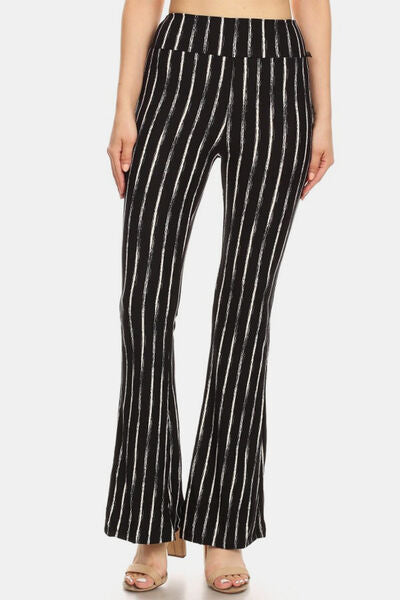 Leggings Depot Striped High Waist Flare Pants - Flyclothing LLC