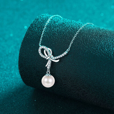 Natural Pearl Pendant Moissanite 925 Sterling Silver Necklace - Flyclothing LLC