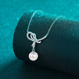 Natural Pearl Pendant Moissanite 925 Sterling Silver Necklace - Flyclothing LLC