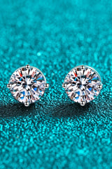 2 Carat Moissanite Rhodium-Plated Stud Earrings - Flyclothing LLC