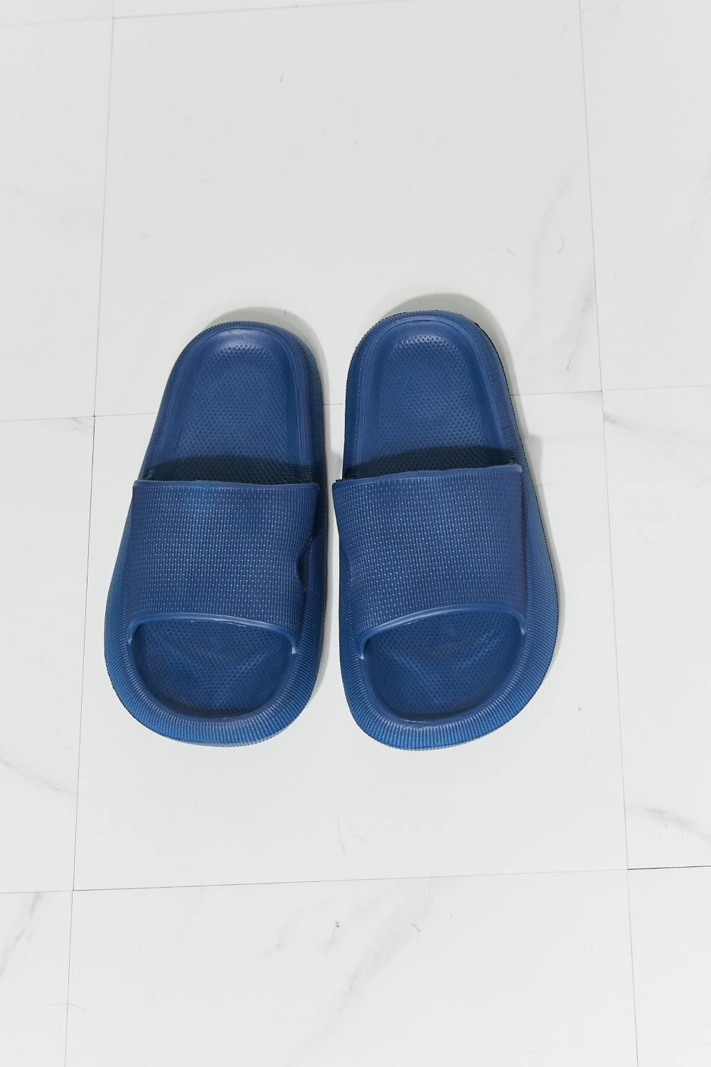 MMShoes Arms Around Me Open Toe Slide in Navy - Flyclothing LLC