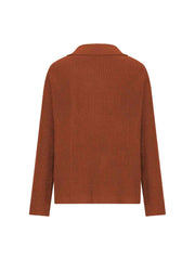 Collared Neck Half Button Knit Top - Trendsi