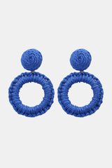 Round Shape Raffia Grass Dangle Earrings - Flyclothing LLC