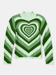 Heart Mock Neck Long Sleeve Sweater - Flyclothing LLC