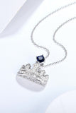 Zircon Lab-Grown Sapphire Crown Shape Pendant Necklace - Flyclothing LLC